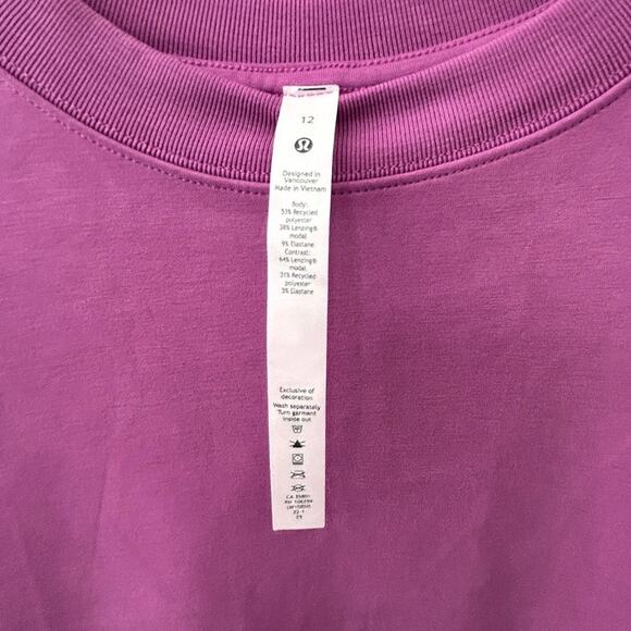 Lululemon All Yours Softstreme T-Shirt Dress Vivid Plum Size Large 12 Athleisure - Picture 4 of 10